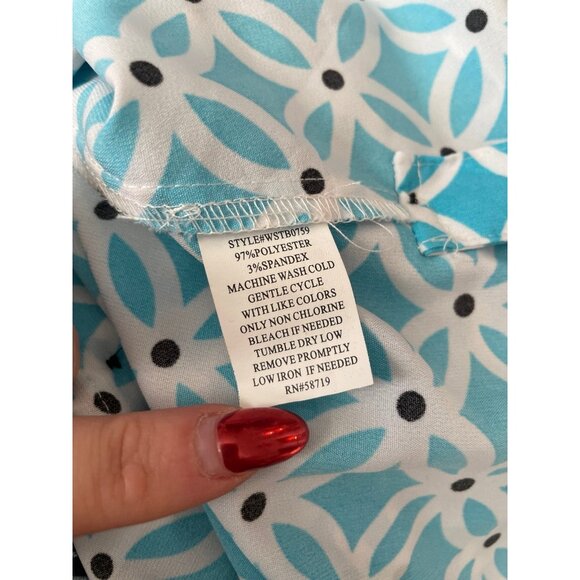 Coral bay blue printed long sleeve button down size 1X - Picture 4 of 4